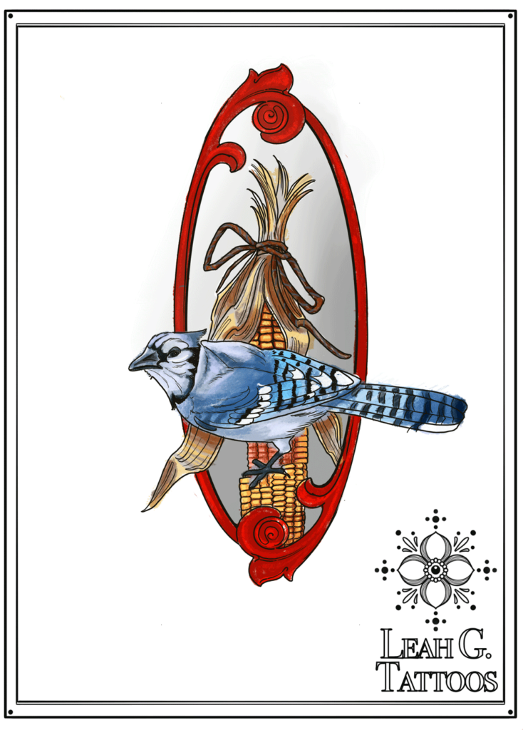 Custom Drawn Blue Jay Tattoo. Tattooing out of Missoula, Montana at Montana Tattoo Company.